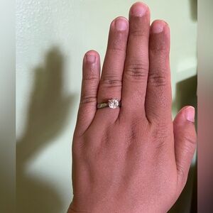 Sparkly silver ring with large white stone